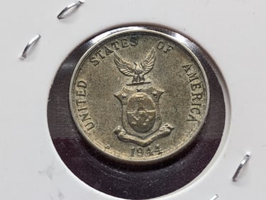 1944-D Philippines 20 Centavos, 75% Silver