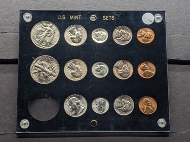 1947 P, D, & S U.S. Mint Sets, Missing 1947-S Walking Liberty Half Dollar In Case