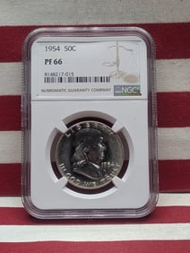 1954 PROOF Franklin Silver Half Dollar - NGC PF66