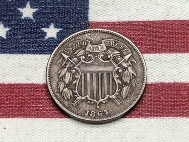 1864 Two Cent Piece **VF+**, Strong "We" In Motto