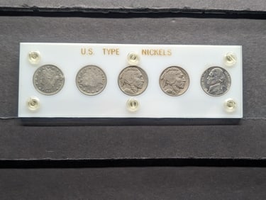 U.S. Type Nickel Collection in Capital Case - Includes 1883 No-Cents V-Nickel, 1906 w/ Cents