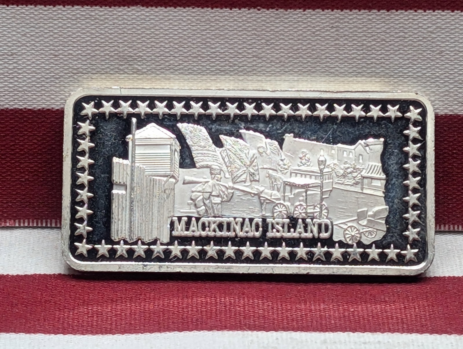 1 Oz. .999 FINE SILVER Wonders of America - Mackinac Island Designed Art Bar: 1 Oz. .999 FINE SILVER Wonders of America - Mackinac Island Designed Art Bar