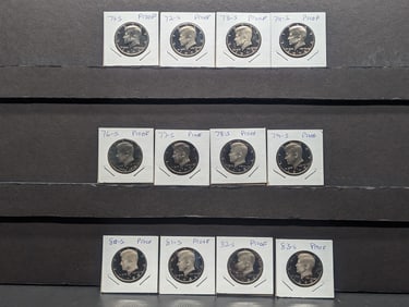 12 Different GEM Proof Kennedy Half Dollars From 1971-S to 1983-S. Complete clad issue.