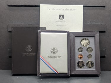 1989-S U.S. Mint Prestige Set in OGP w/ COA - Congressional Commem Silver Dollar