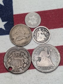 (5) Various Vintage U.S. Coins, All Low Grade, Some w/Holes