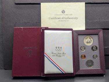 1988-S U.S. Mint Prestige Set in OGP w/ COA - Olympic & Liberty Torches Commem 90% Silver Dollar