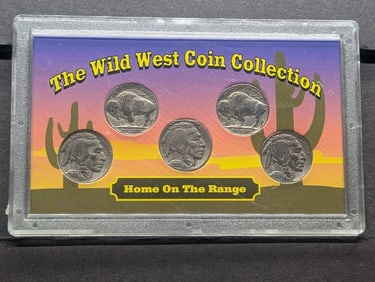 The Wild West Coin Collection in Display - Buffalo Nickels, (1) 1926, (1) 1928, (3) 1936