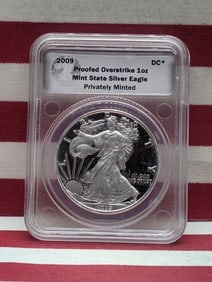 2009 American Silver Eagle - Slabbed & Privately Minted - Daniel Carr Proofed Overstrike