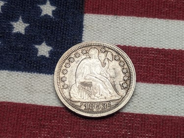 1853 w/ Arrows Seated Liberty Dime (Has JH Initials Carved into it) **AU/UNC**