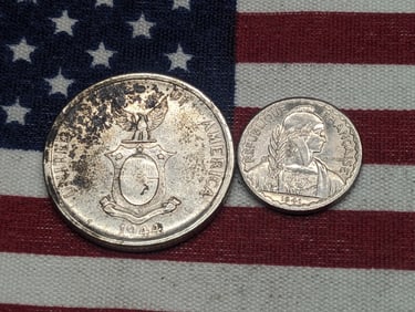 1941 French Indochina 10 Centimes & 1944-S Philippines 50 Centavos 75% Silver (2 PCS)