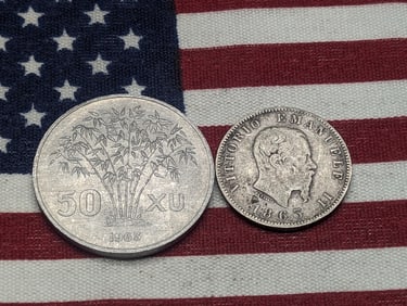 1963 Vietnam 50 XU & 1863 Italy 1 Silver Lira (2 PCS)