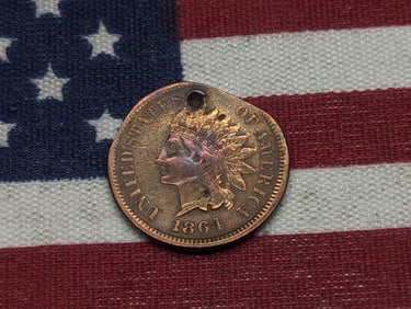 1864-L Indian Head Cent w/ Damage **BETTER DATE - VF/XF DETAILS**, Pointed Bust "L" Is Not Visible