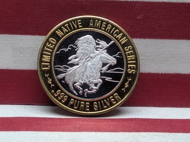 Limited Native American Series .999 PURE SILVER CENTER Sitting Bull Sioux Token