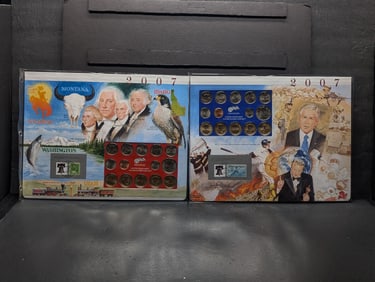2007-P&D U.S. Uncirculated Coin Mint Set & Commem Stamps in Display Binder Sleeves (2 PCS)