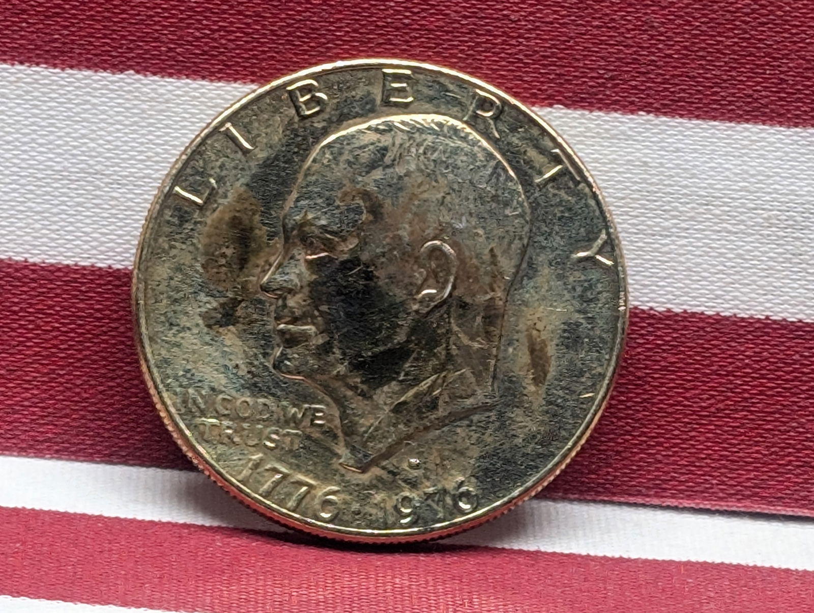 Gold *LAYERED* 1776-1976-D Eisenhower Bicentennial Dollar (1 of 2)