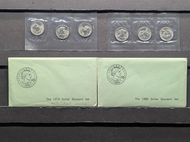 1980 & 1979 PDS Susan B. Anthony Dollar Souvenir Set in OGP (2 PCS)