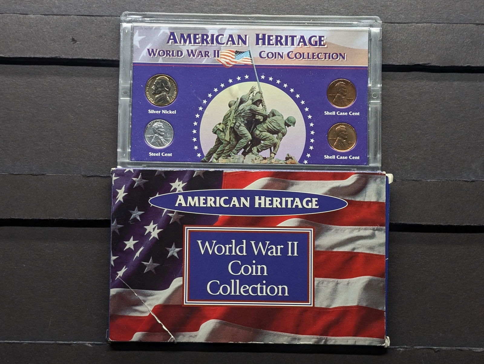 American Heritage World War II Coin Collection, 4 Coins In OGP, Case Is Cracked. One Is 35% Silver (1 of 6)