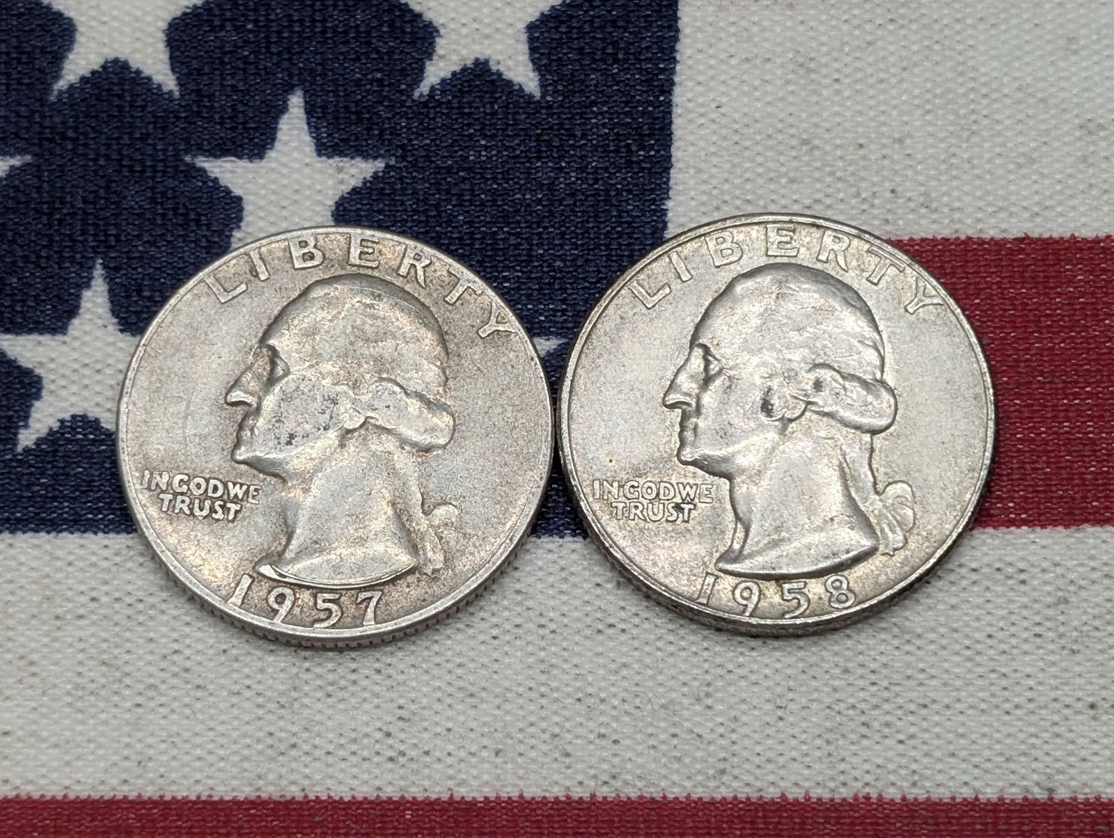 1957-D & 1958-D Washington Quarters, 90% Silver (1 of 2)