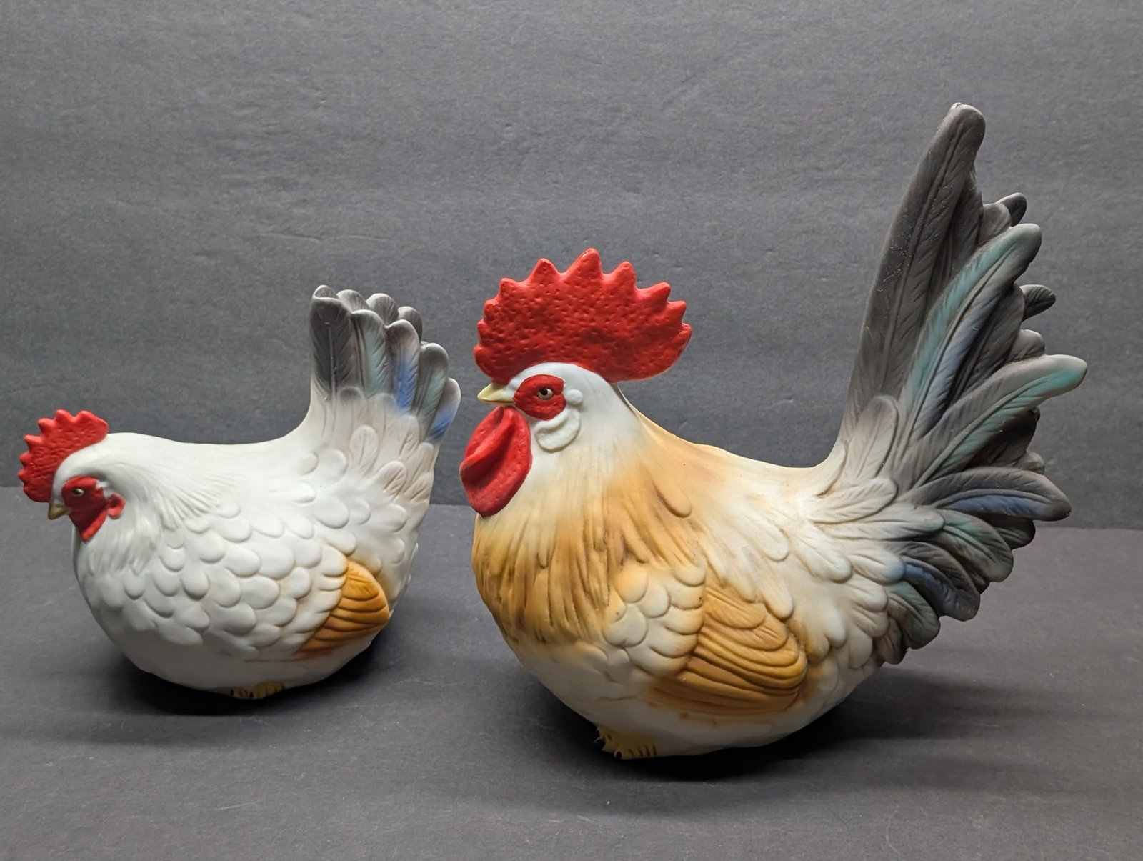 Rooster & Hen Hand Painted Figurines Made By Lefton China: Rooster & Hen Hand Painted Figurines Made By Lefton China