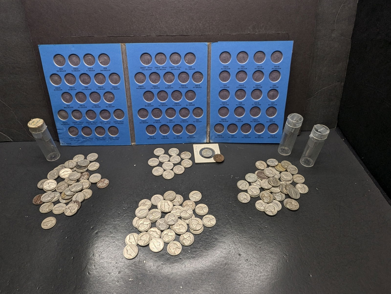 (72) Mixed 1940 Dates, (37) Mixed 1950 Dates, (11) 1939-P, (1) 1941 In 2x2, & One EMPTY Jefferson (1 of 11)