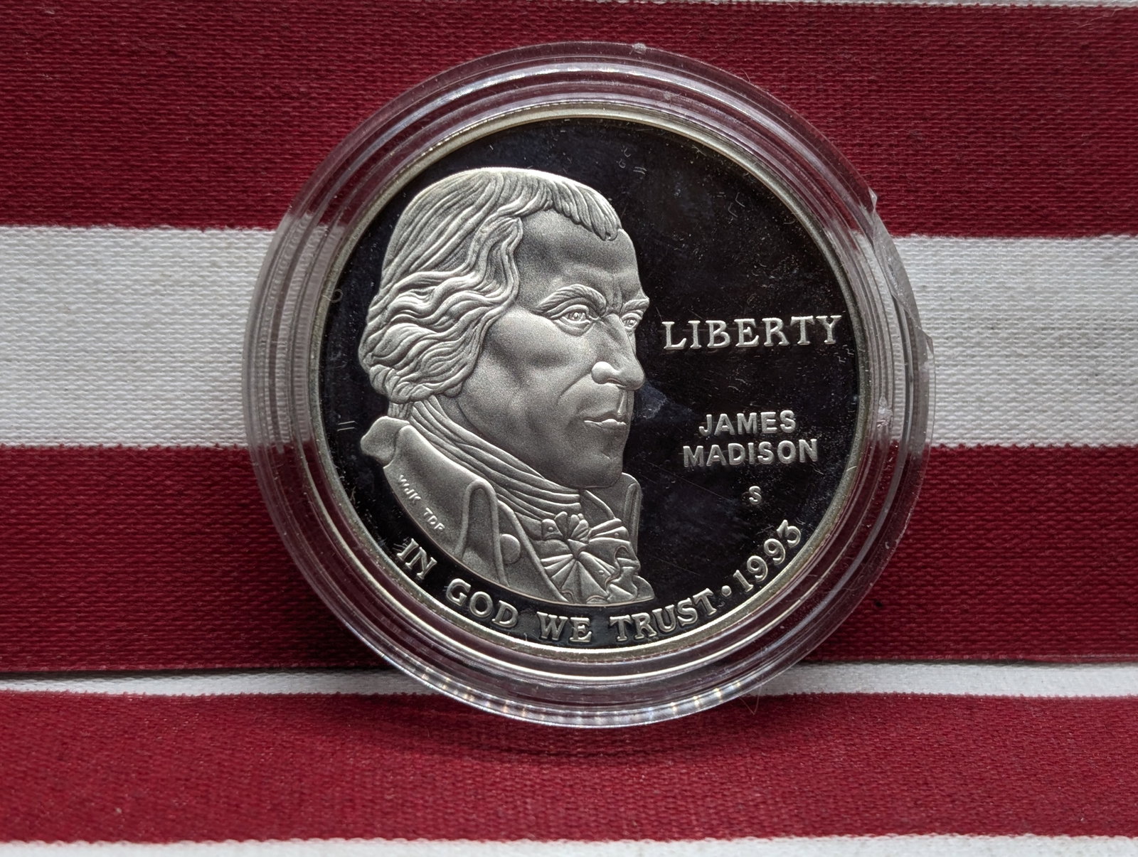 1993-S James Madison Proof 90% Silver Dollar: 1993-S James Madison Proof 90% Silver Dollar