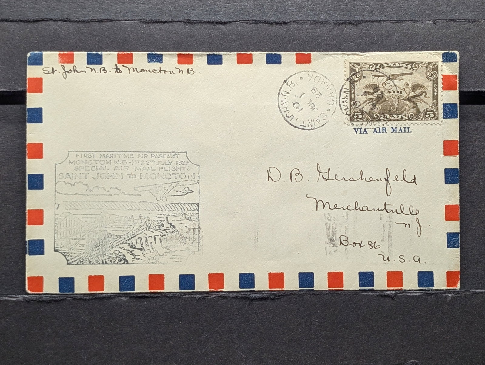 1929 Canadian First Air Mail Flight Cachet, Mint: 1929 Canadian First Air Mail Flight Cachet, Mint