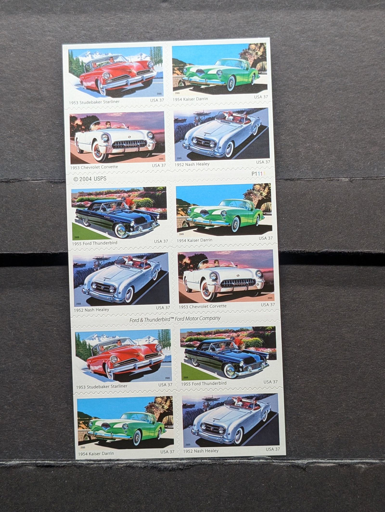 Booklet "50s Sporty Car" Stamps, All Mint, Original Gum, Never Hinged: Booklet "50s Sporty Car" Stamps, All Mint, Original Gum, Never Hinged