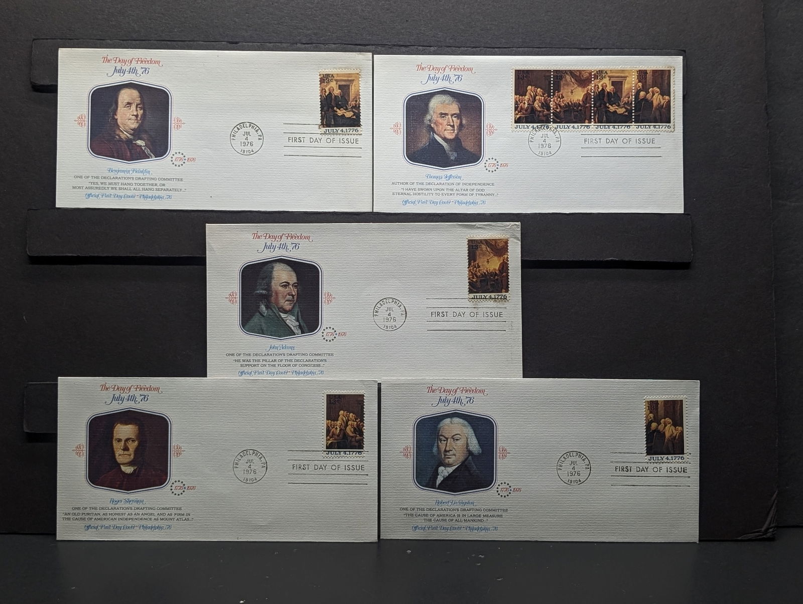 1976 Complete Set Of Four Singles & One Each Four Block First Day Cachets, Mint (1 of 6)