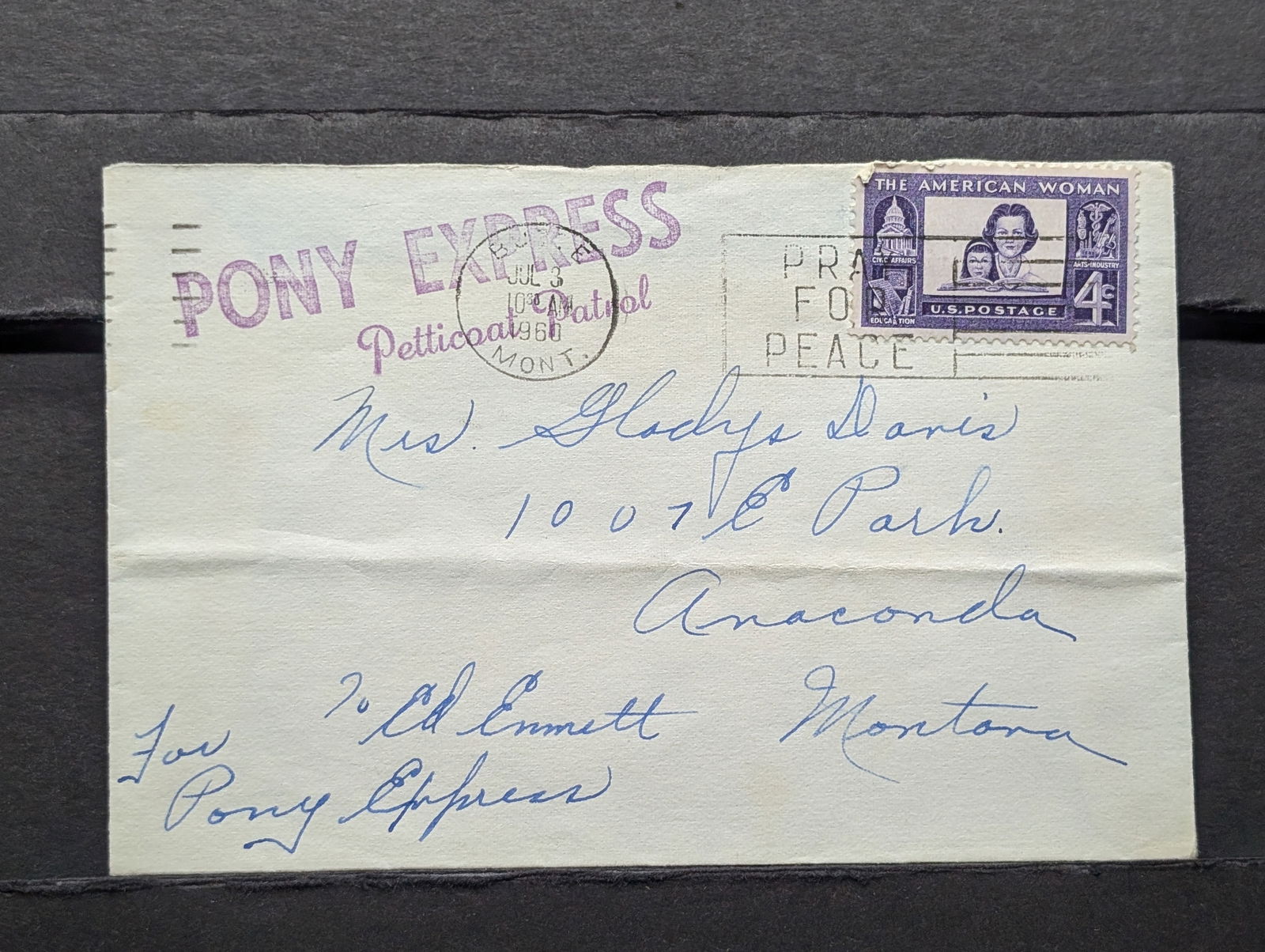1960 Special Pony Express Cover, Signed. (1 of 2)