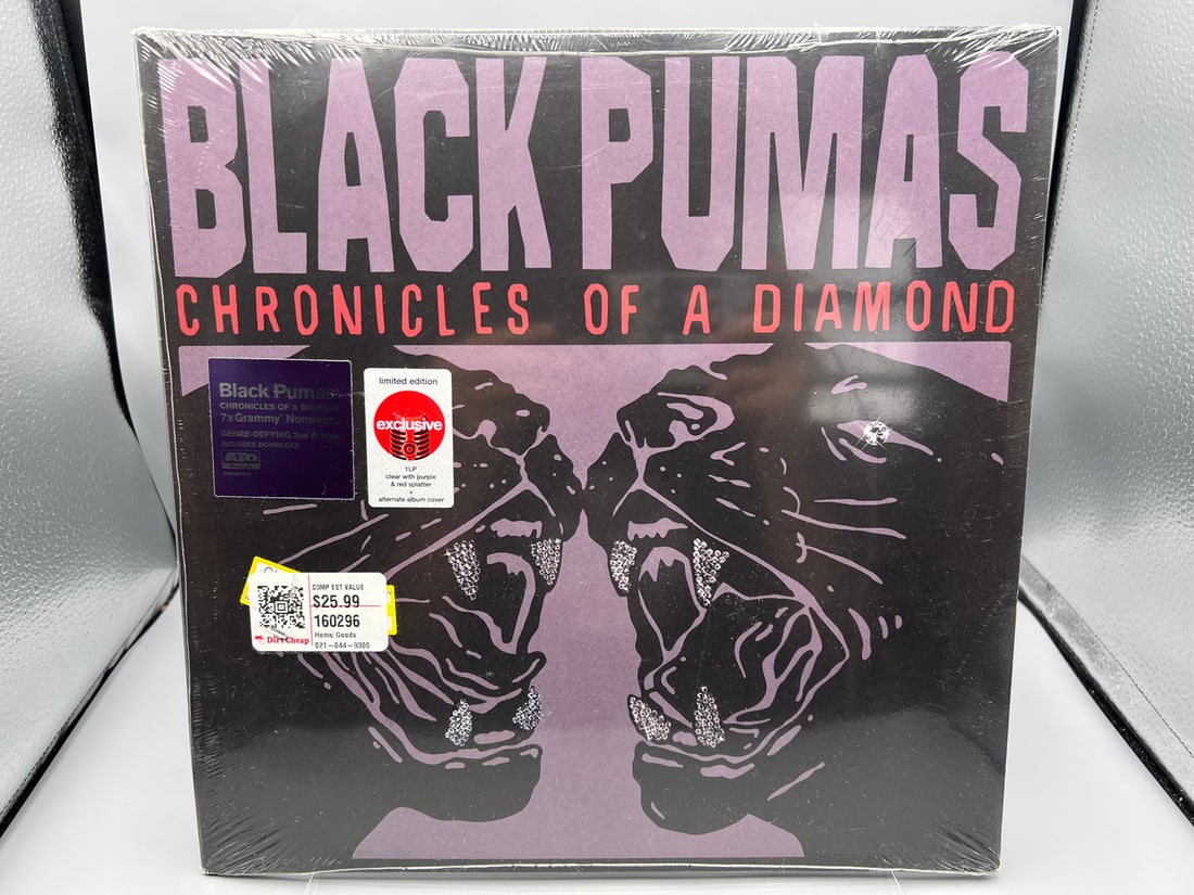 2023 Black Pumas Chronicles of A Diamond Limited Edition & Alt Cover Factory Sealed Vinyl Album -: 2023 Black Pumas Chronicles of A Diamond Limited Edition & Alt Cover Factory Sealed Vinyl Album - Clear vinyl with purple and red splatter - Records have not been tested by auction house for play qual