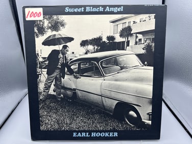 Earl Hooker: Sweet Black Angel (1969), promo hole in cover, previous owner filing label on front