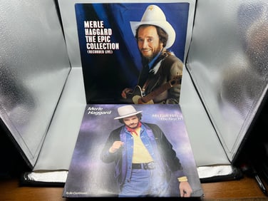 Merle Haggard (2 LP Lot): The Epic Collection - Recorded Live (1983); and His Epic Hits - The First