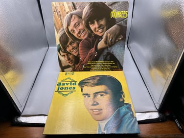 Two LP Lot: The Monkees (1966), stereo; and David Jones (1965), mono, debut release of future Monkee
