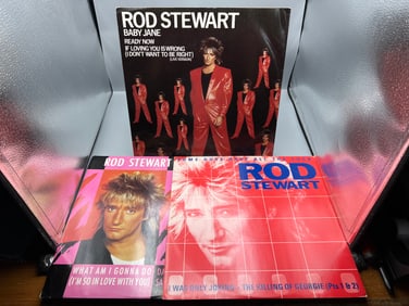 Rod Stewart - Three (3) 12-inch 45 rpm records: Baby Jane + other songs (1983); What Am I Going To