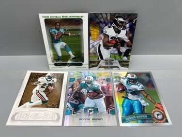 Lot of (5) Ronnie Brown Football Cards W/ RC & Numbered Cards