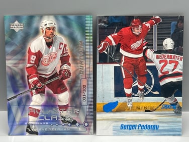 2000 Upper Deck All Star Class Steve Yzerman Quantum #/100 & 2000 Topps Stadium Club Sergei Federov
