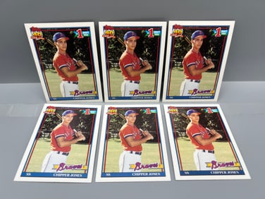 Lot of (6) 1990 Topps Chipper Jones RCs #333 - HOF