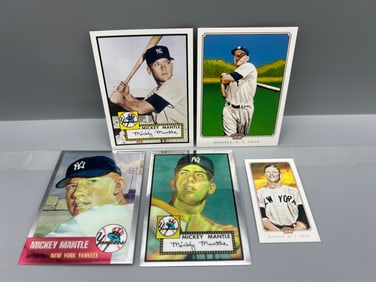 Lot of (5) Mickey Mantle Baseball Cards