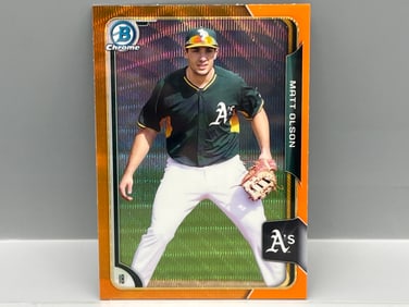 2015 Bowman Chrome Prospects Matt Olson Orange Wave Refractor Prospect #BCP152