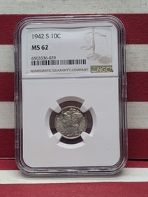 1942-S Mercury Silver Dime - NGC MS62
