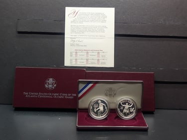 1996-P PROOF Atlanta Centennial Olympics Tennis & Wheelchair Key Date, Commemorative 2-Coin 90%