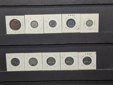 (10) Various Vintage Canadian Coins Including (4) 80% Silver Coins, 1916 Canadian Large Cent, & Clad