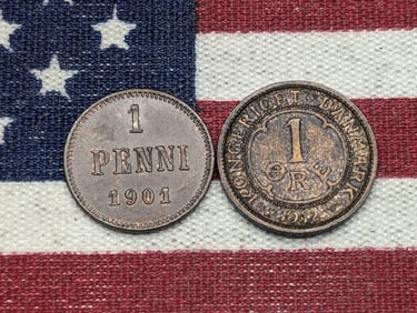 1901 Finland 1 Penni & 1912 Denmark 1 Ore (2 PCS)