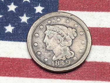 1849 Braided Hair Large Cent, w/Scratches
