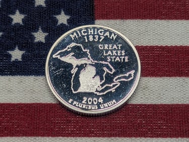 2004-S PROOF Michigan Statehood 90% Silver Quarter