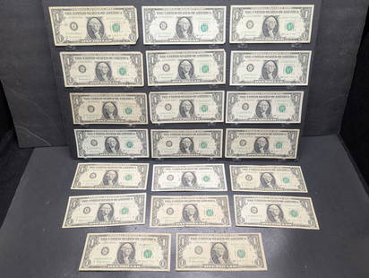 Lot of Twenty 1963 B Series $1.00 Joseph W. Barr Notes: Lot of Twenty 1963 B Series $1.00 Joseph W. Barr Notes