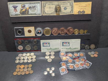 HUGE! Grab Bag of Various Vintage & Modern U.S. Coins, Currency & Tokens - Including (2) Mercury: HUGE! Grab Bag of Various Vintage & Modern U.S. Coins, Currency & Tokens - Including (2) Mercury Dimes, Monroe Adam Half Dollar 90% Silver, 40% Silver Kennedy Half Dollar, Flying Eagle Cent, Proof Coi