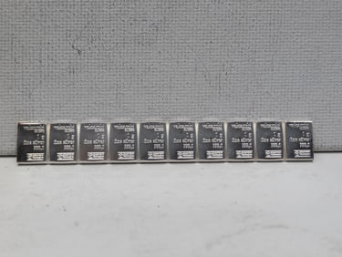 1 Gram Each .999 FINE SILVER Valcambi Miniature Art Bars (10 PCS Strip)