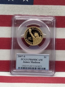 2007-S PROOF James Madison Presidential Dollar - PCGS PR69 DCAM