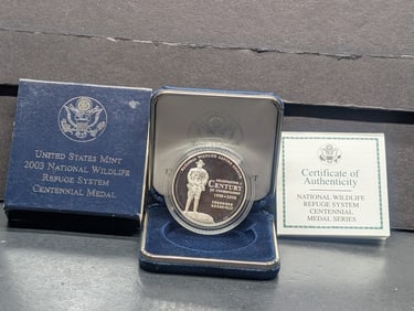 2003-P PROOF National Wildlife Refuge System Centennial Silver Medal - Bald Eagle in OGP w/ COA